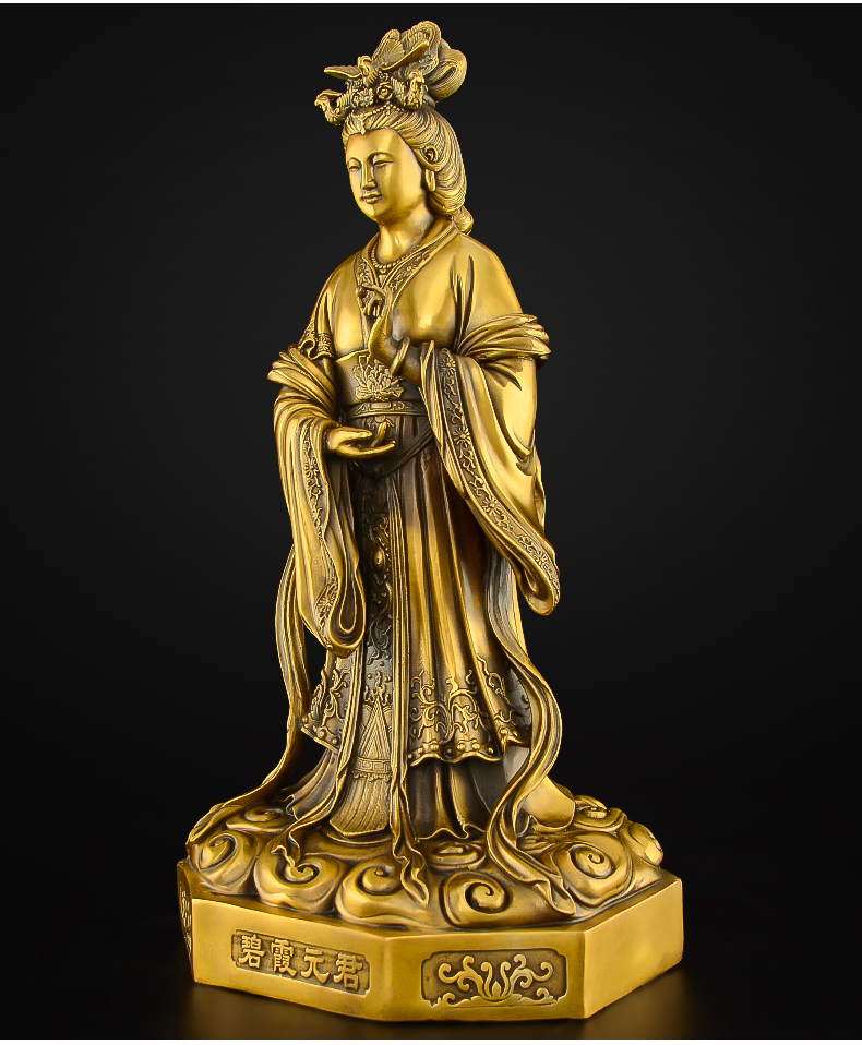 瑞亿祥 全铜泰山奶奶神像碧霞元君纯铜金道教泰山娘娘老母圣母佛像