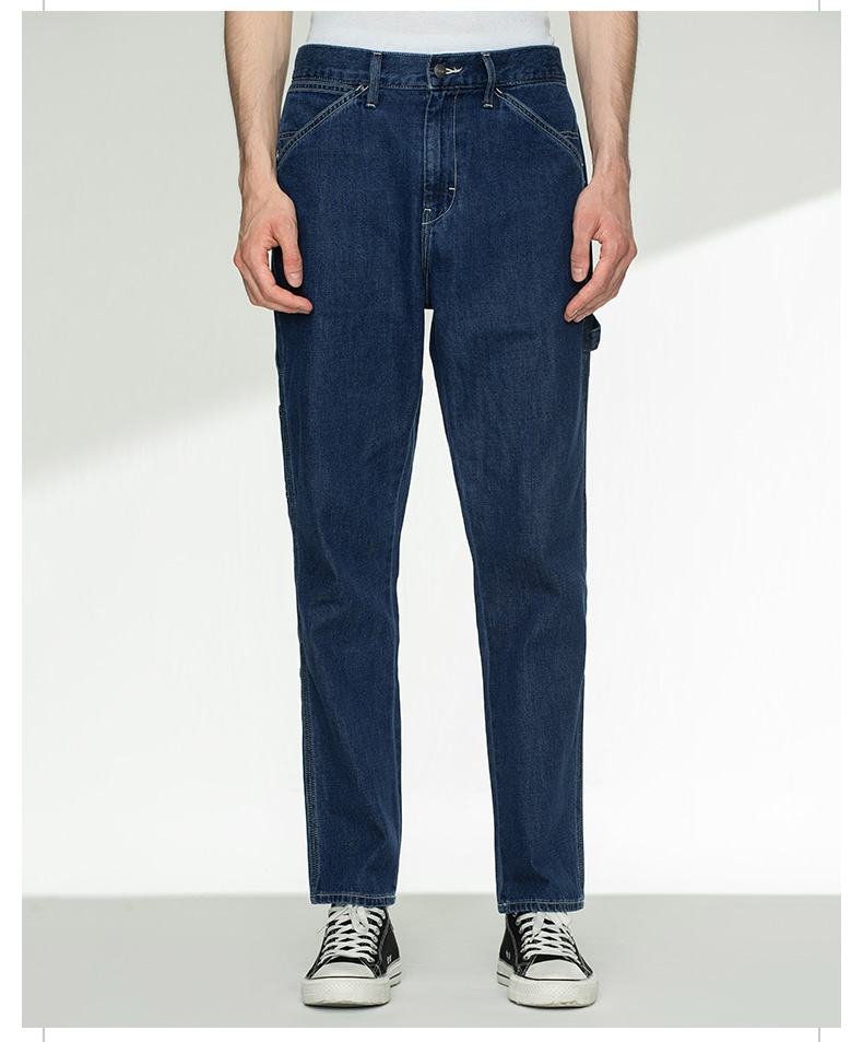 lee商场同款宽松卡朋特中蓝色男工装牛仔裤lmb1447543hh292中蓝洗水31