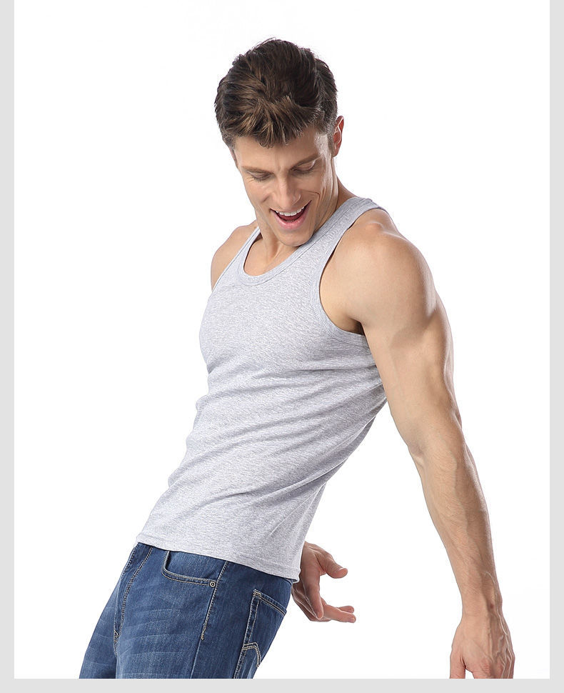 udyvv男士背心吊带紧身青年修身型运动健身透气跨栏修身韩版夏灰色