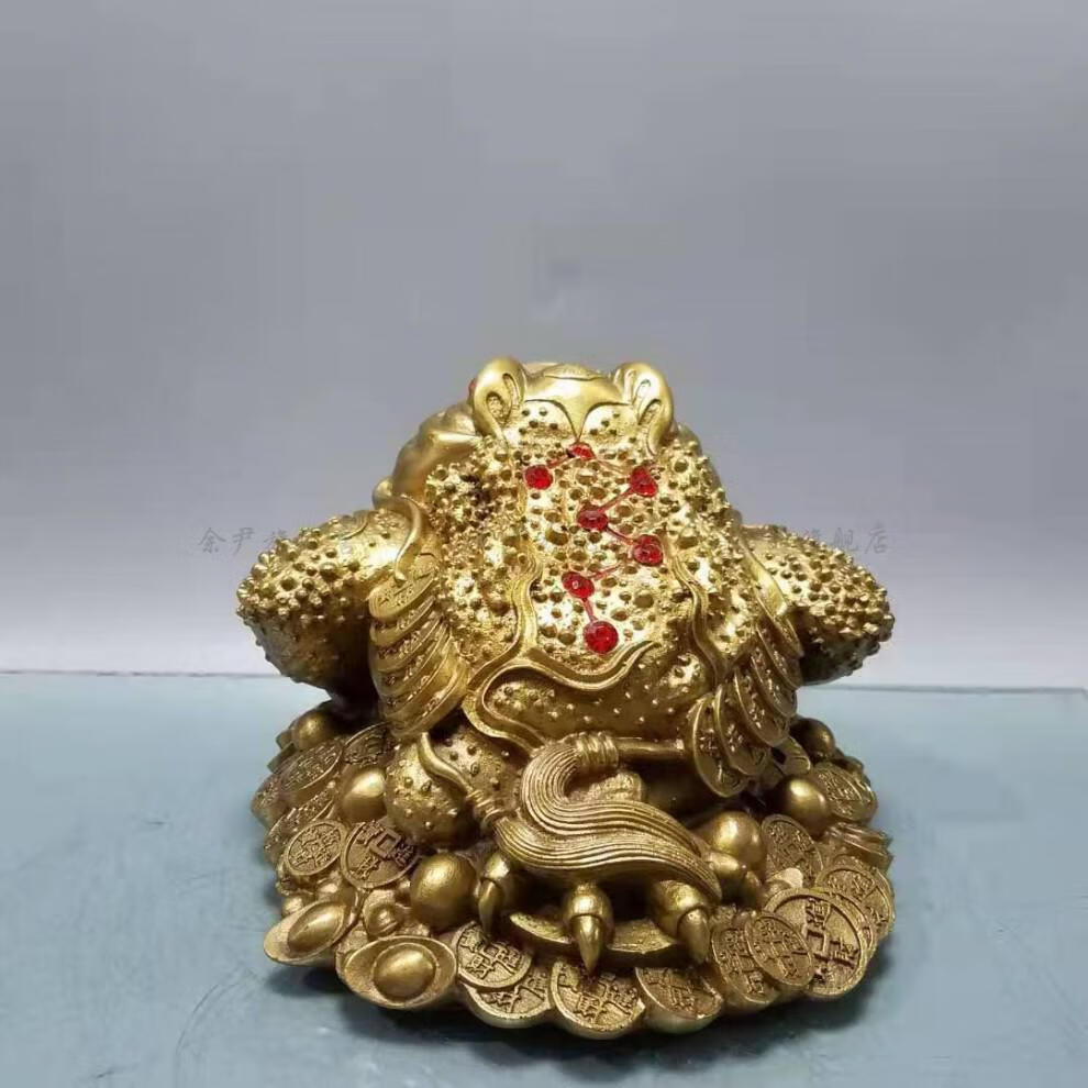 元宝三足蟾蜍纯铜金蟾摆件元宝蟾三足金蟾八卦蟾四方纳财蟾蜍开业礼品