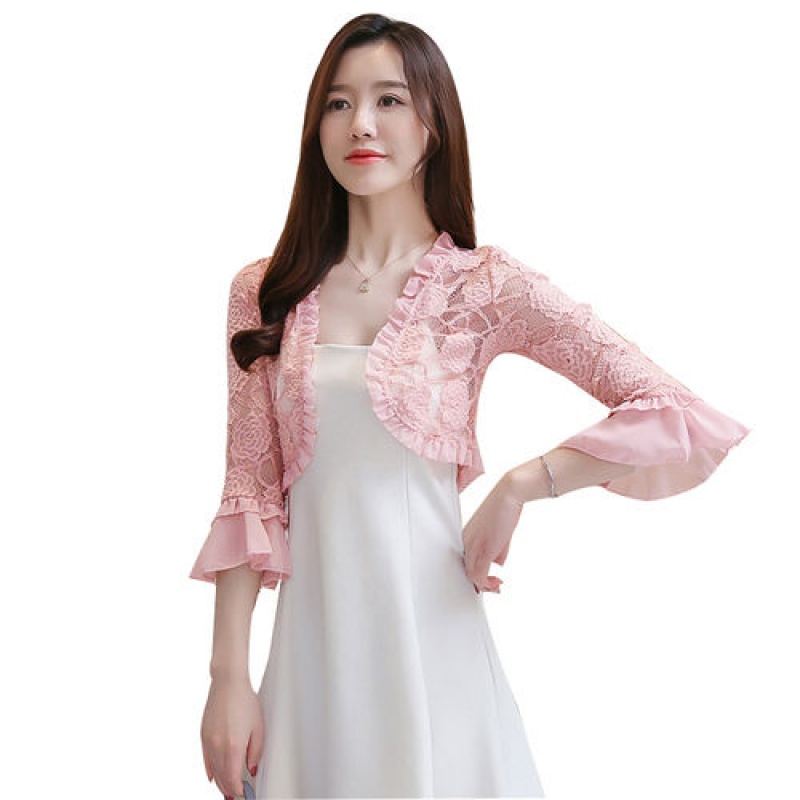 karond新品裙子外搭披肩短款夏季防晒衣蕾丝小披肩外套女短款开衫外搭