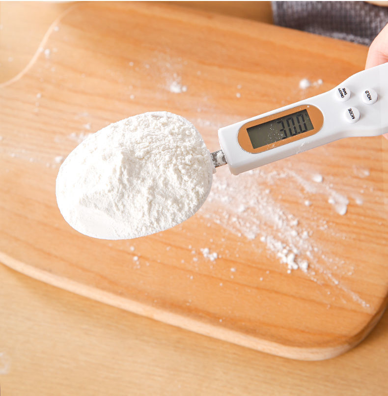 电子量勺烘焙工具厨房小型克数勺子秤奶粉辅食称重米粉面粉计量称白色