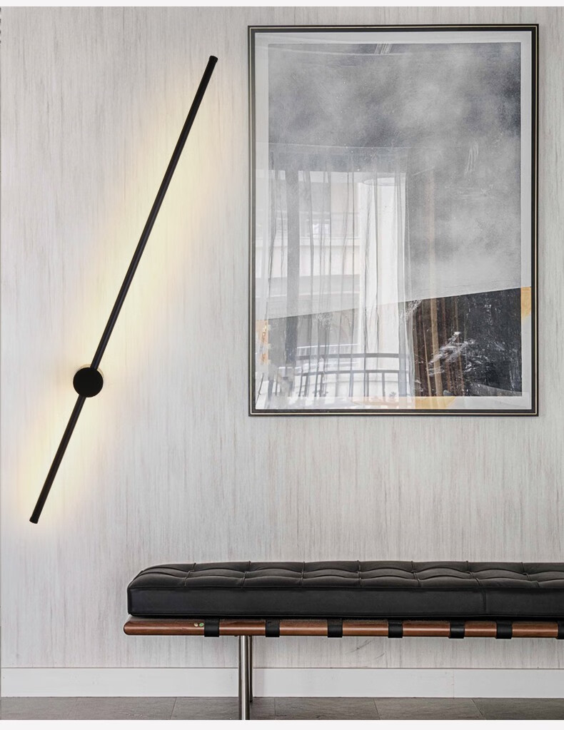 极简线条壁灯长条格栅客厅电视背景墙卧室简约现代轻奢银色床头灯 色