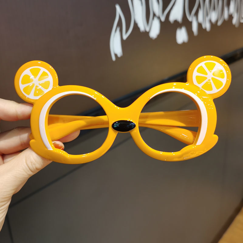 婴儿太阳镜03岁儿童硅胶抗摔眼镜框男女童可爱时尚水果卡通装饰眼镜无