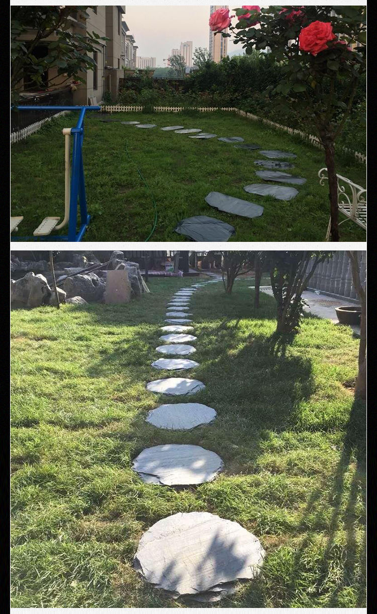 柒悦栖 l天然青石板踏步石庭院铺路石公园草坪户外花园脚踏石板园林