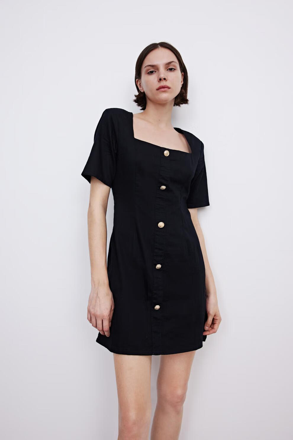 ur2021春夏新品女装优雅魅力气质方领收腰宝藏连衣裙wg18sbgn2002 正