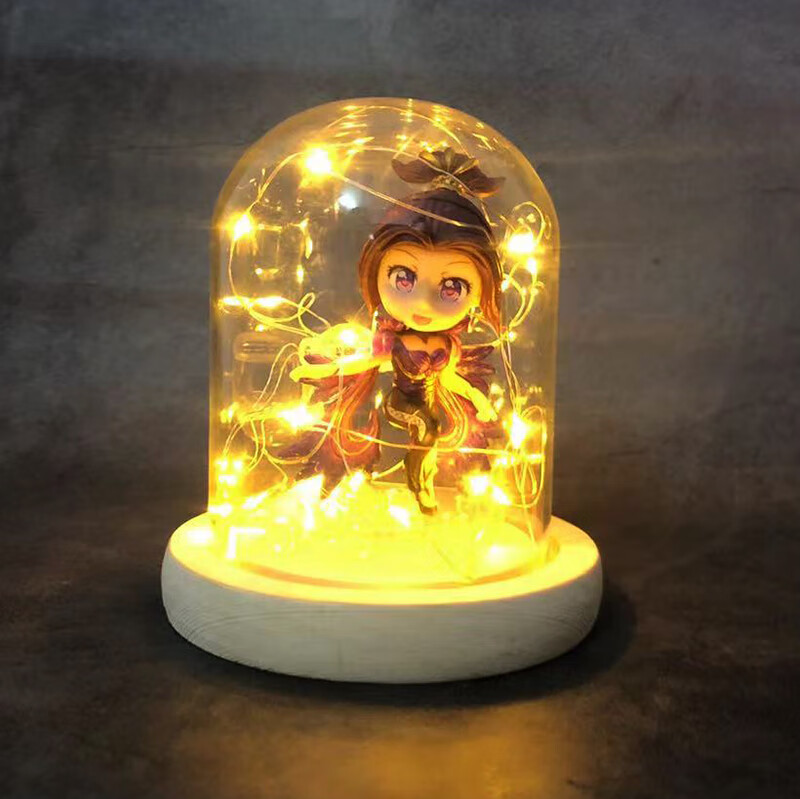 王者荣耀手办手游玩具二次元动漫英雄人模玻璃罩新年生日礼物盒装 2个