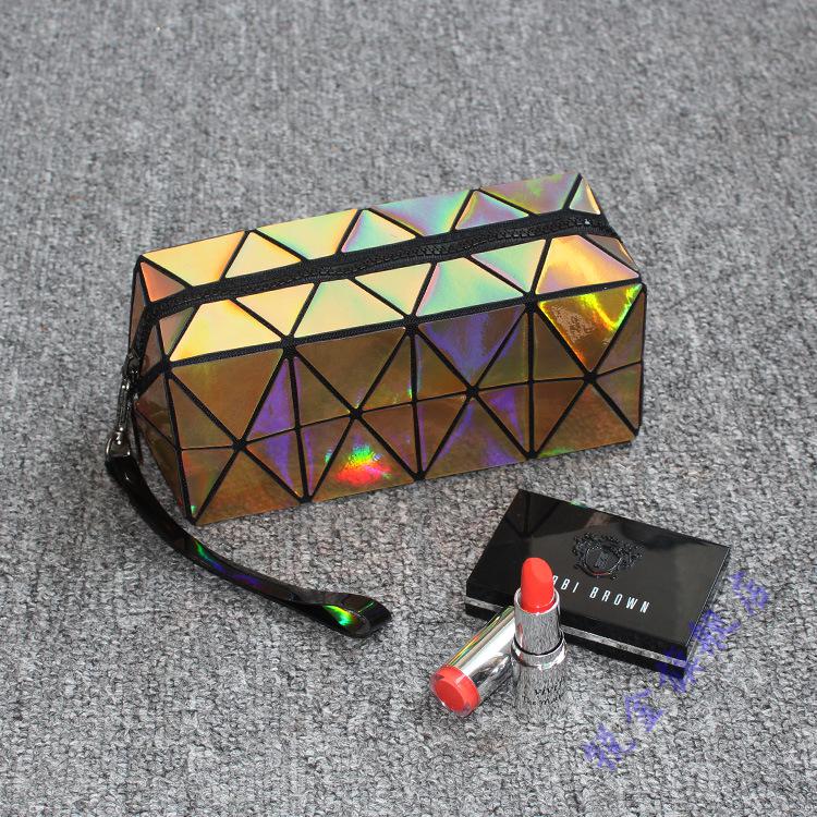 韩版少女心化妆包便携迷你镭射化妆包菱形口红包小号收纳包网红少女心