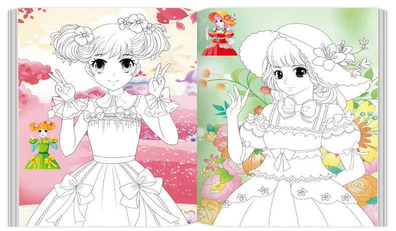 大钻 儿童公主涂色画本绘画本涂鸦填色本涂画本幼儿园小学生画画套装