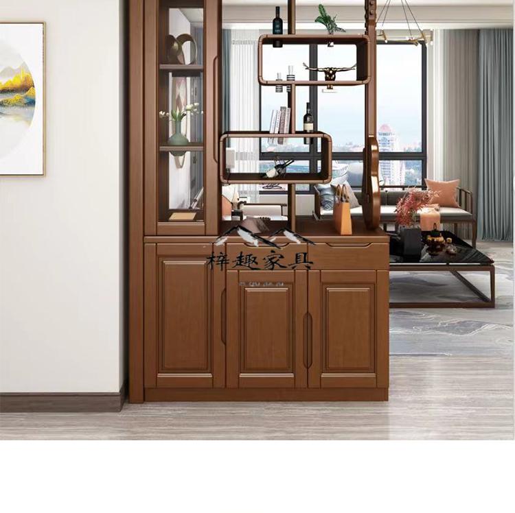 梓趣酒柜实木酒柜客厅隔断柜现代简约中式入户玄关柜双面间厅柜门厅柜