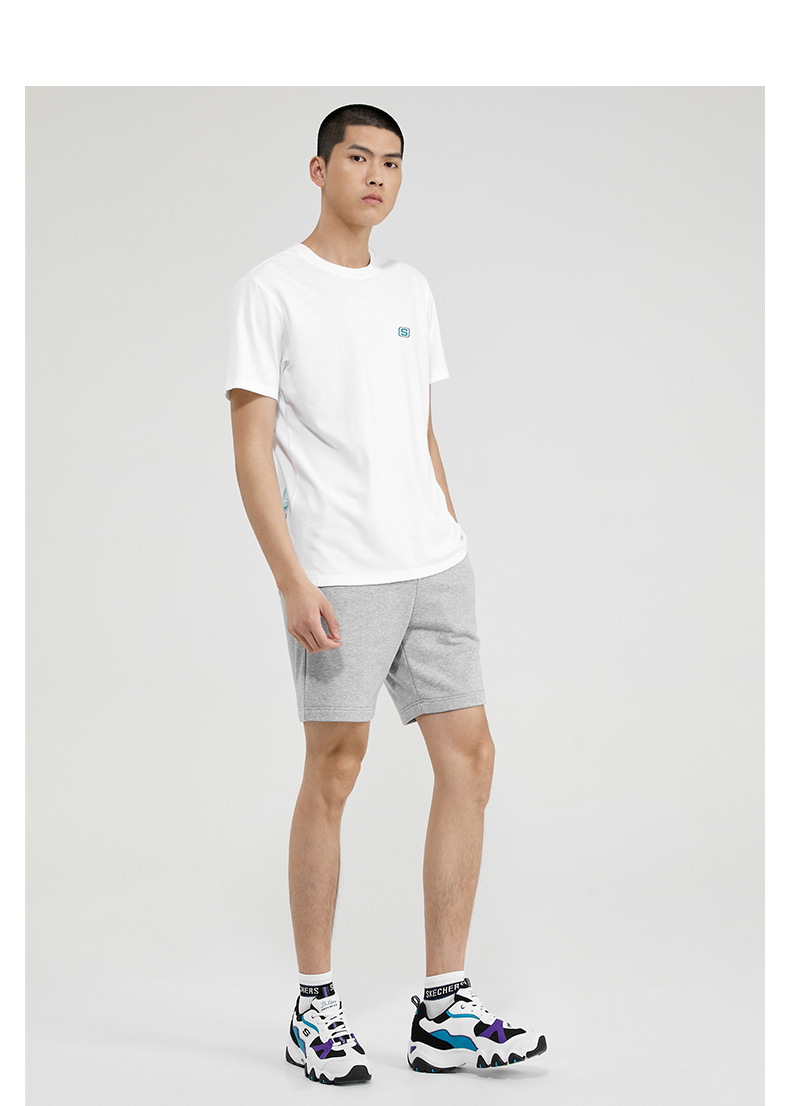 skechers斯凯奇春夏新品短袖衫针织圆领男子宽松运动t恤l220m165l220m