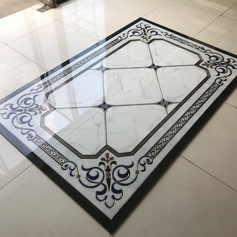 客厅拼花地砖瓷砖图案造型欧式客餐厅酒店大厅入户玄关地板砖带花拼图