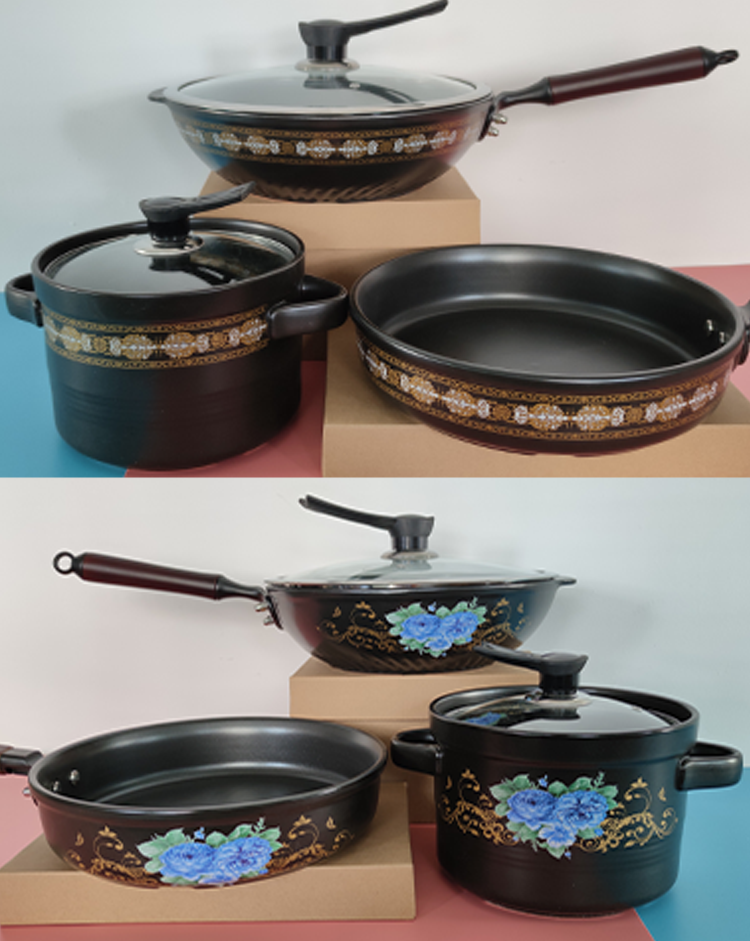 陶瓷炒锅景德镇陶瓷炒锅不易粘锅养生炒锅燃气灶炒锅珐琅锅少油烟无