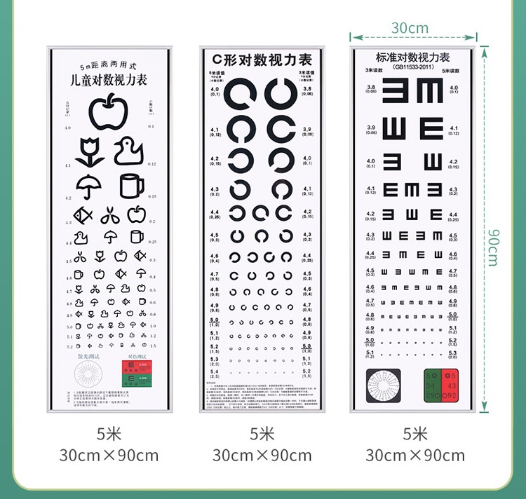 山水诗视力表灯箱led5米标准对数视力表家用薄e字幼儿园视力测试表