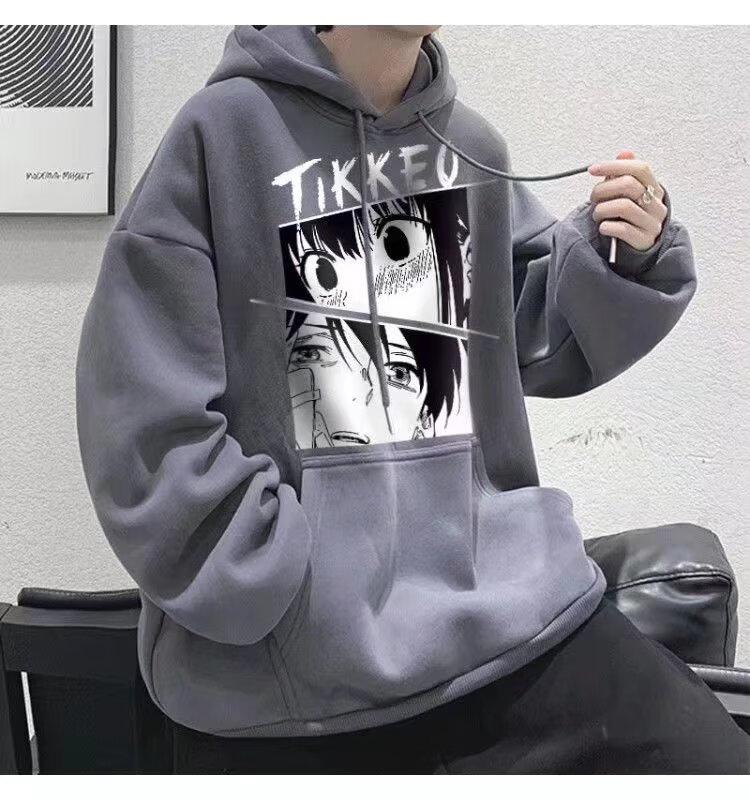卫衣男春季男装百搭加肥加大码宽松休闲潮流胖子ins动漫印花头像百搭