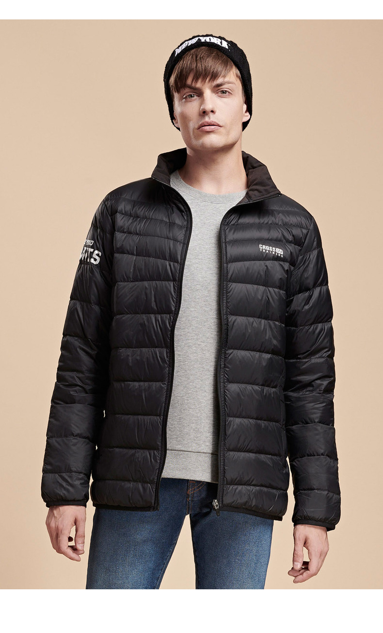 361度男装冬季新款中长款超轻羽绒服361冬季立领运动外套男 深墨蓝