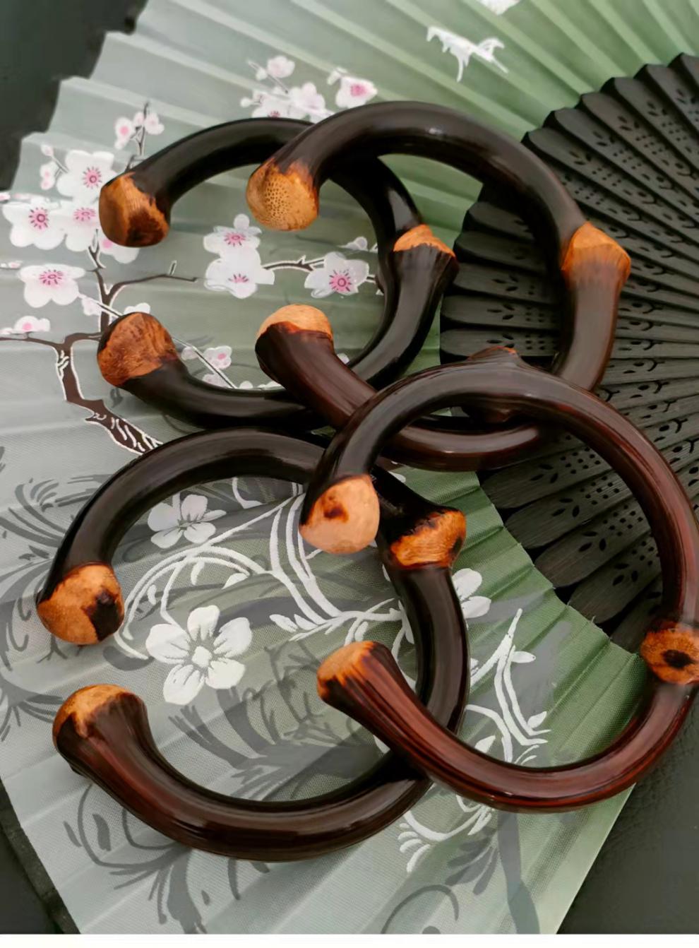 老凤凰 黑藤金刚藤根西藏鸡血藤手镯木饰品有节男女款情侣民族风文玩