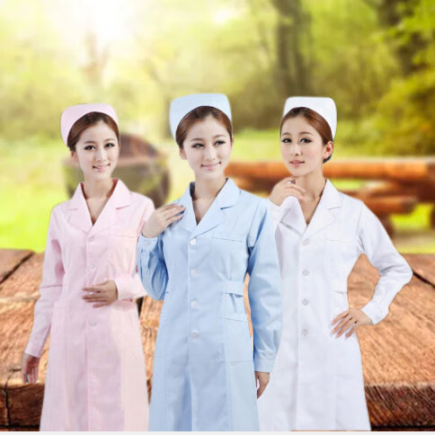 护士服女夏短袖中长款修身显瘦白大褂加肥大码学生实验室工作服ys蓝色