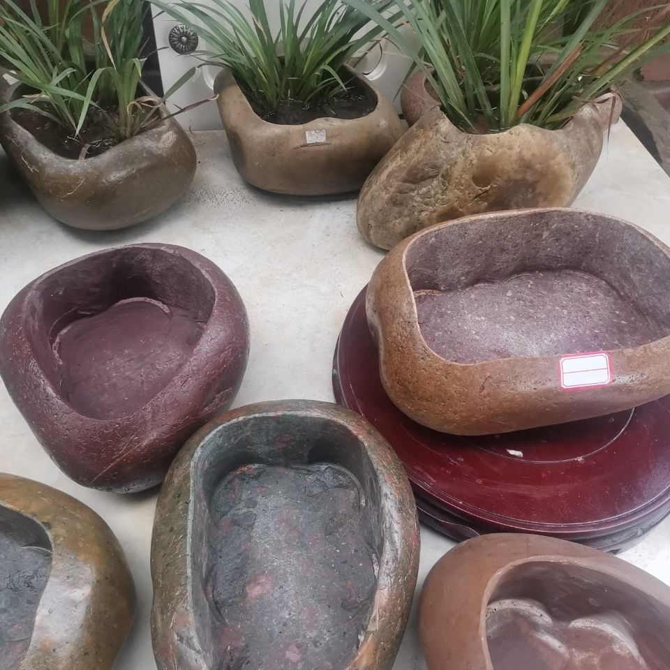 鹅卵石花盆,石头花盆,水培盆,鱼缸,工艺品及摆件. 4021