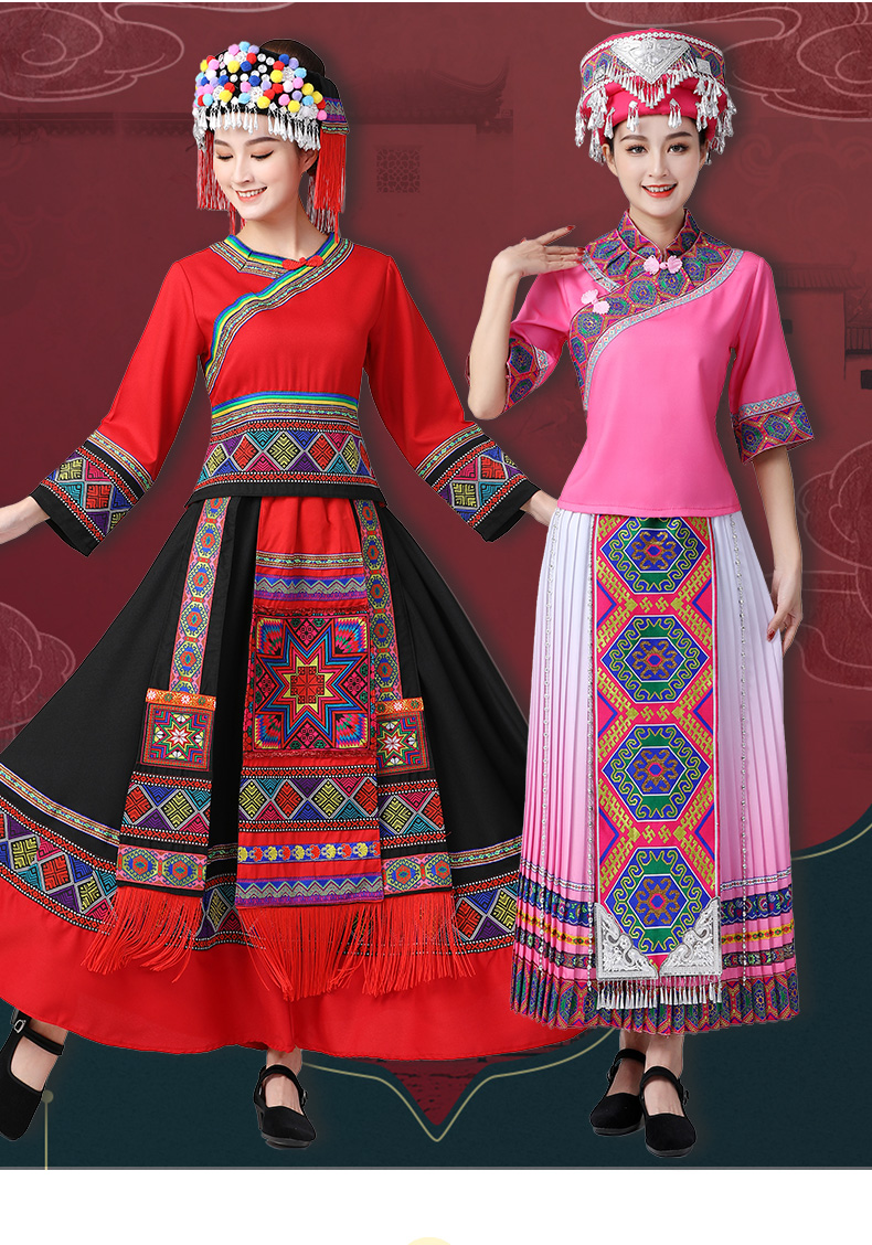 少数民族服装女服装苗族衣服舞蹈演出服云南壮族瑶族土家族服饰 y-011