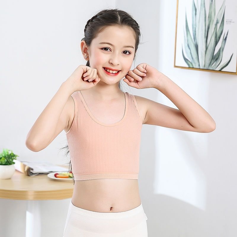 女童吊带背心儿童发育期抹胸中大童学生文胸小女孩穿的防凸点露肚脐