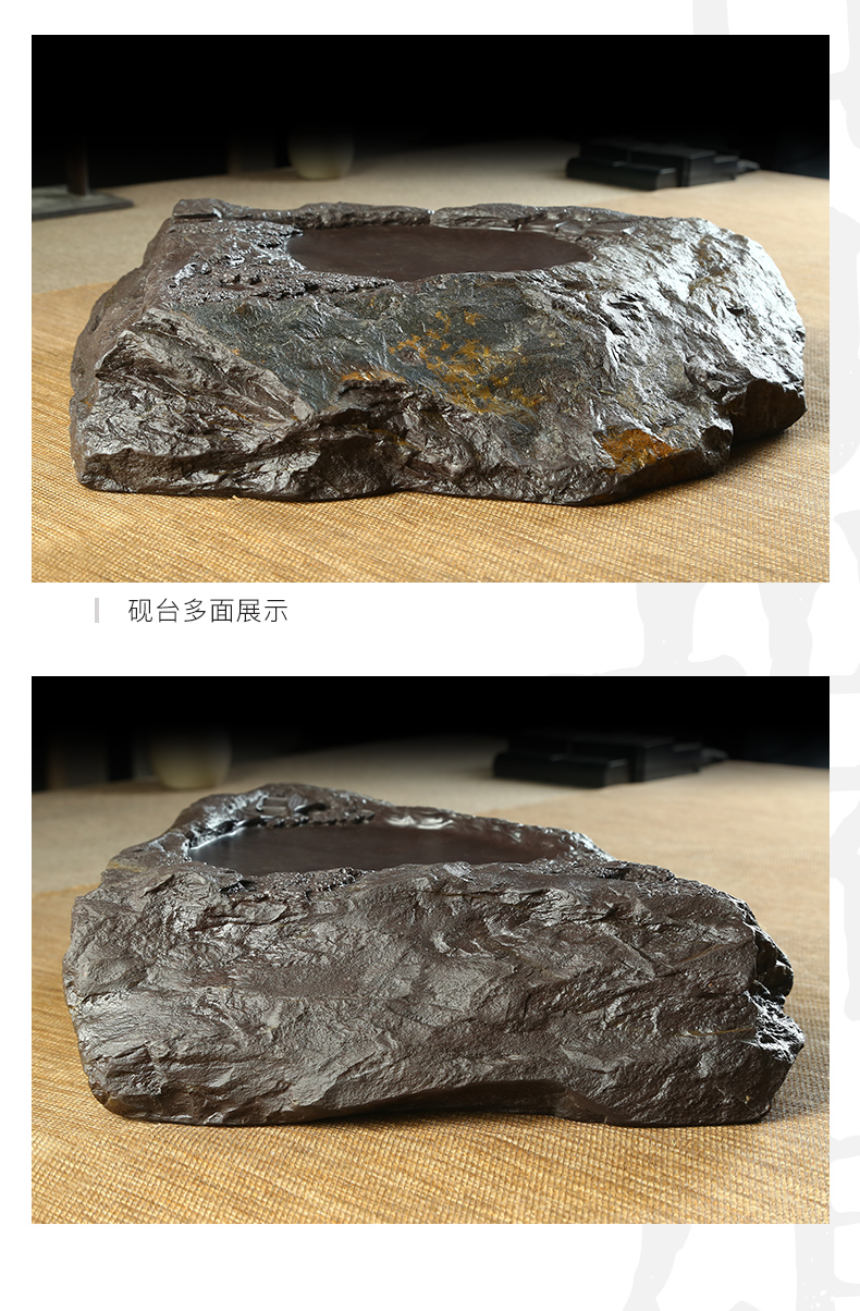 砚师傅砚台原石天然梁满雄大师工作室出品麻子坑坑仔岩大型山水系列砚