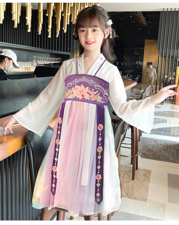 胜季猴童装汉服女童连衣裙古装春秋中国风儿童公主裙古风小女孩齐胸