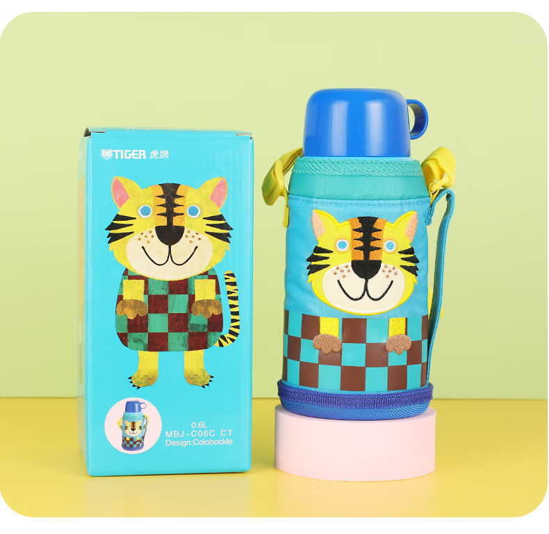 tiger日本虎牌mml-c06c儿童吸管保温杯小狮子食品级不锈钢 mbj小老虎