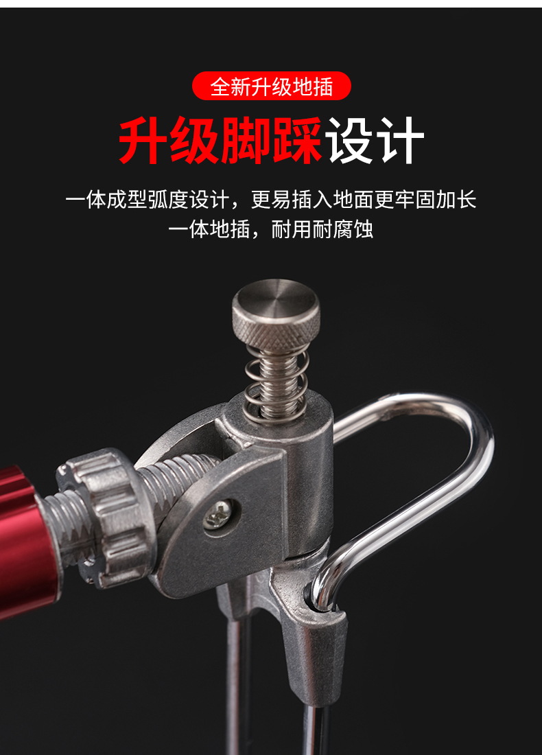 功能炮台架地插万向不锈钢鱼手杆鱼竿支架地插配件双炮台地插孔径14cm