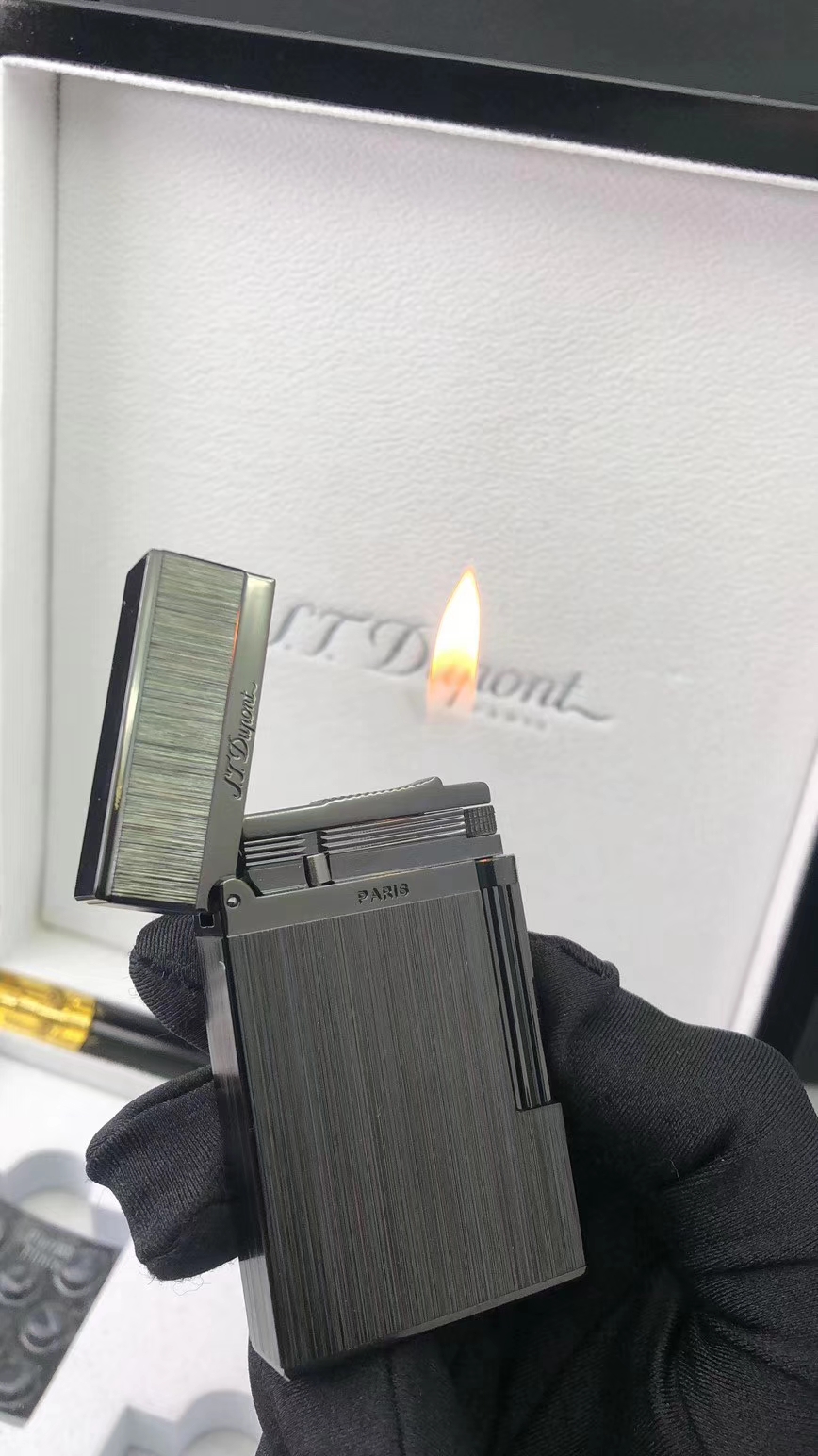 dupont火机朗声法国dupont打火机拉丝现货陨石黑都澎朗声铜开盖叮音