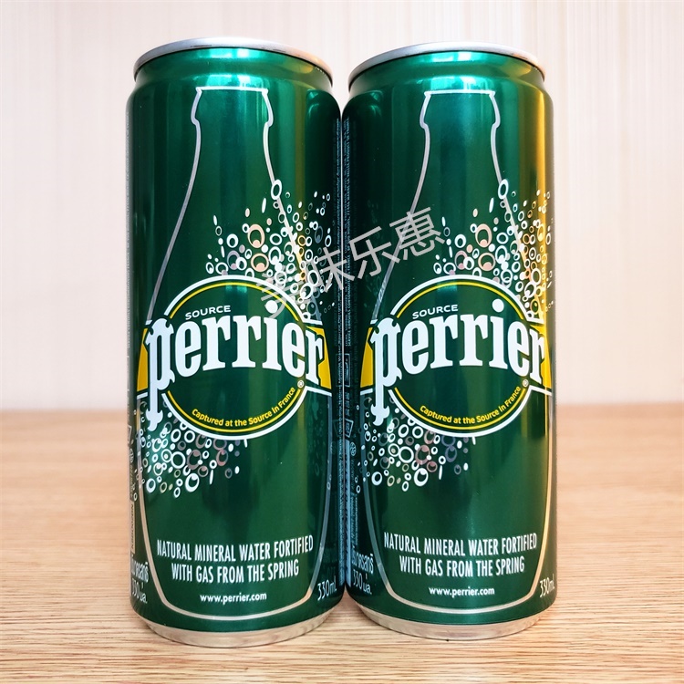 法国perrier巴黎水原味33ml24易拉罐罐听装含气矿泉水桃子味250ml30