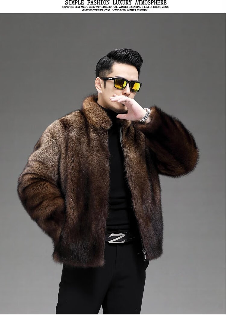 2022时尚北美进口渔貂大衣男士整貂皮草外套新貂皮大衣男水貂潮款