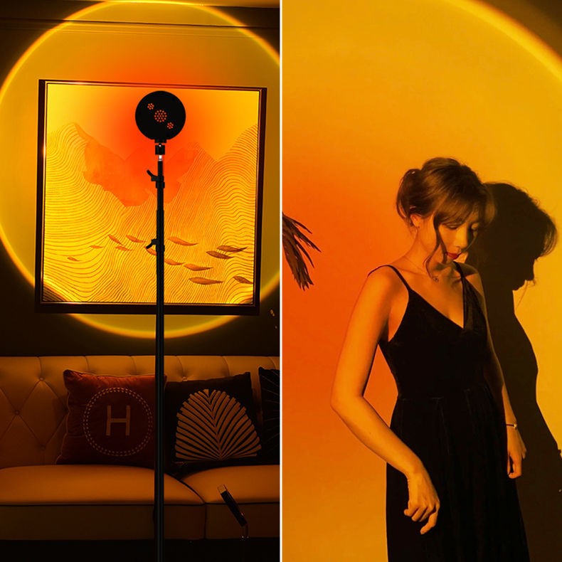 网红日落灯自拍补光夕阳红落日灯氛围灯投影客厅日不落落地灯落地款大