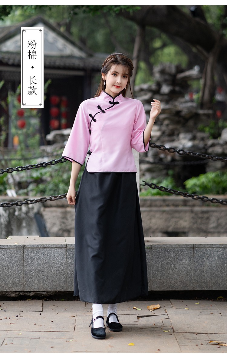 伊必圣民国学生装女五四青年装风女装中山装班服舞台表演合唱服装全棉