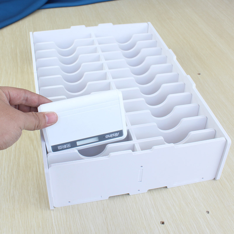 会计公司税盘大容量分类收纳盒税务局金税盘分格可叠加整理盒 白色