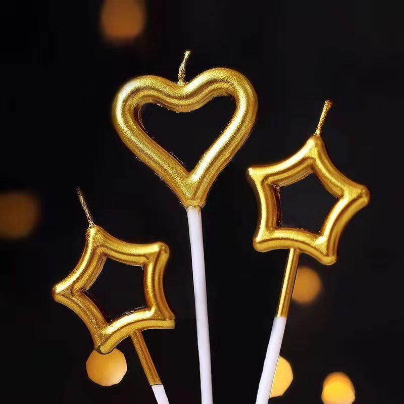 烟花棒生日蛋糕插件装饰烘焙蛋糕爱心星星蜡烛无仙女布置道具 爱心5个