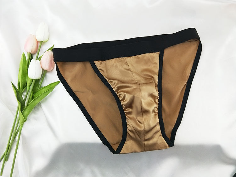 桑蚕丝男士三角短裤双层真丝内裤丝绸中腰防闷汗清爽透气春夏皮尔卡丹