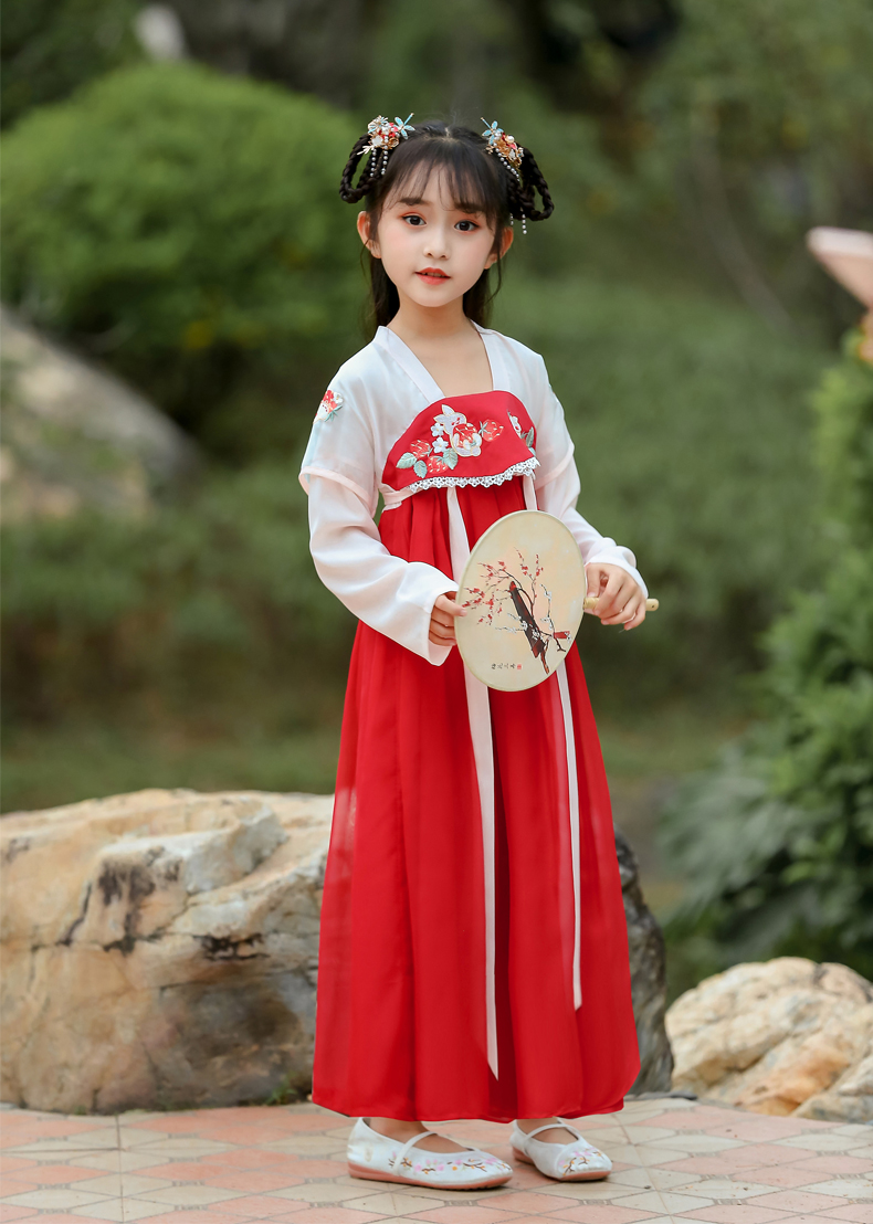 珮缨国风女童汉服儿童古装六一演出服sh红色100