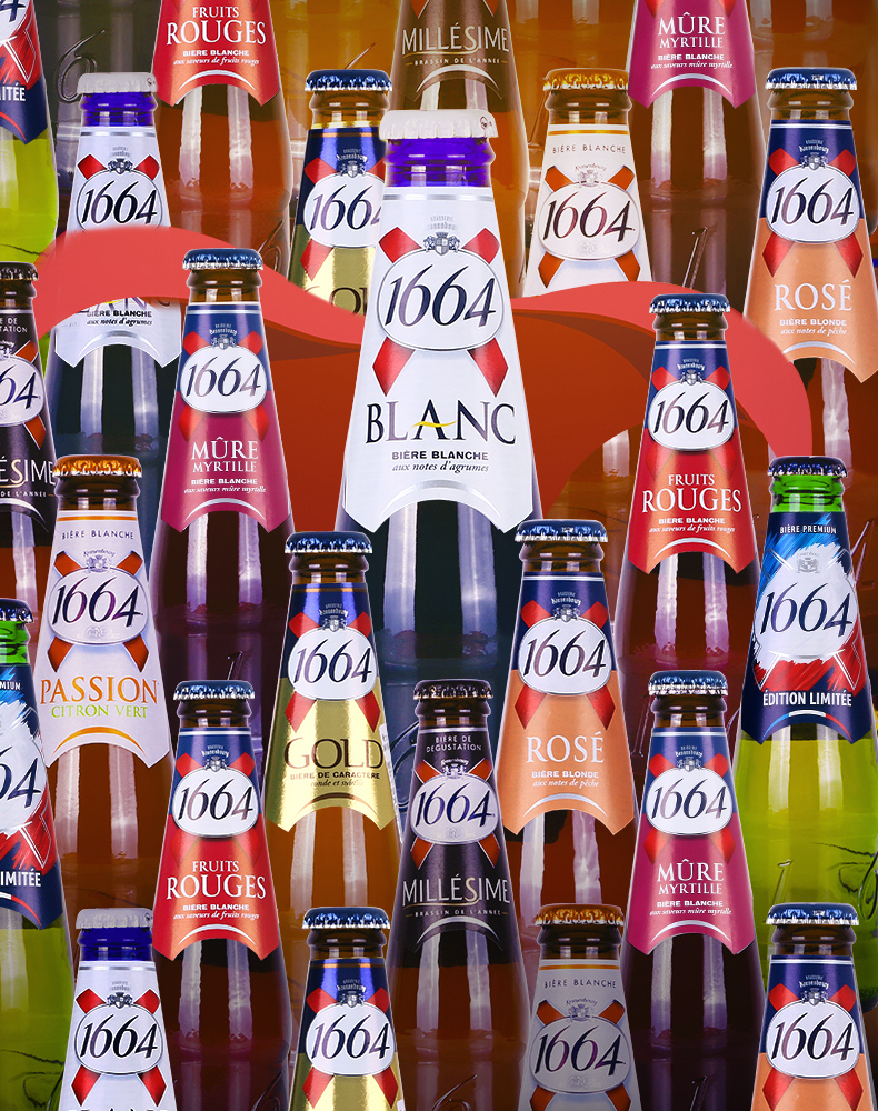 【进口】1664蓝莓250ml*24瓶装法国果味1668啤酒整箱临期 (1664)白啤