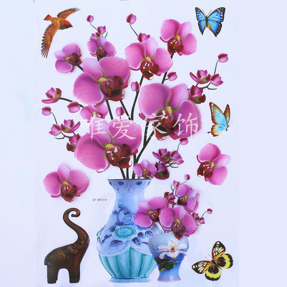 迎新必备3d立体墙贴小花瓶玻璃贴纸装饰贴画客厅壁画贴纸画墙画贴花