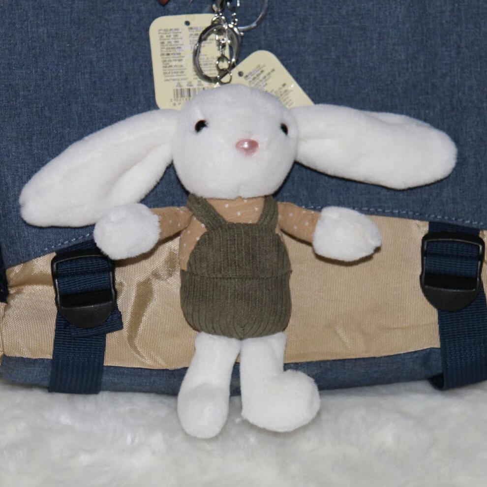 聂庄小兔子挂件可爱背带裤长耳朵仿兔毛绒钥匙扣背包挂件香皂毛绒兔子
