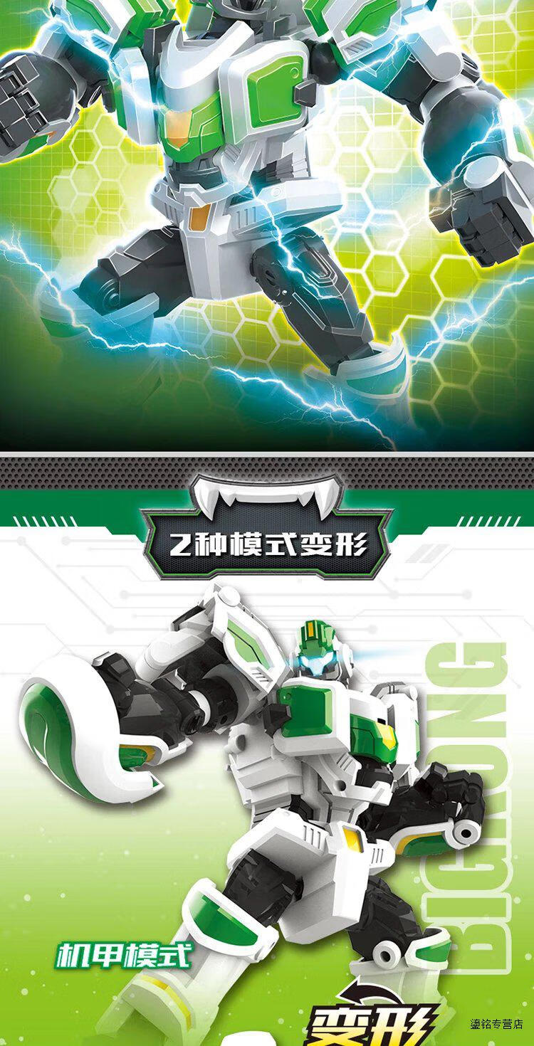 鎏铭自营官方店迷你特工队兽王力量玩具变形机器人合体战甲狂狮战警