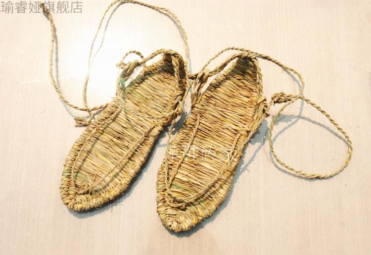 草鞋纯手工编织麻鞋拖鞋男士夏天个性复古凉鞋女士表演天然稻草鞋