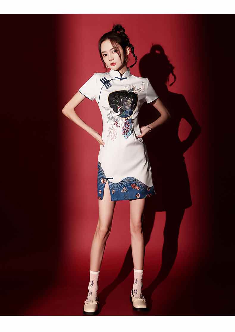 mlcriyg国潮旗袍女2021新款夏季年轻款中国风复古小个子日常短款