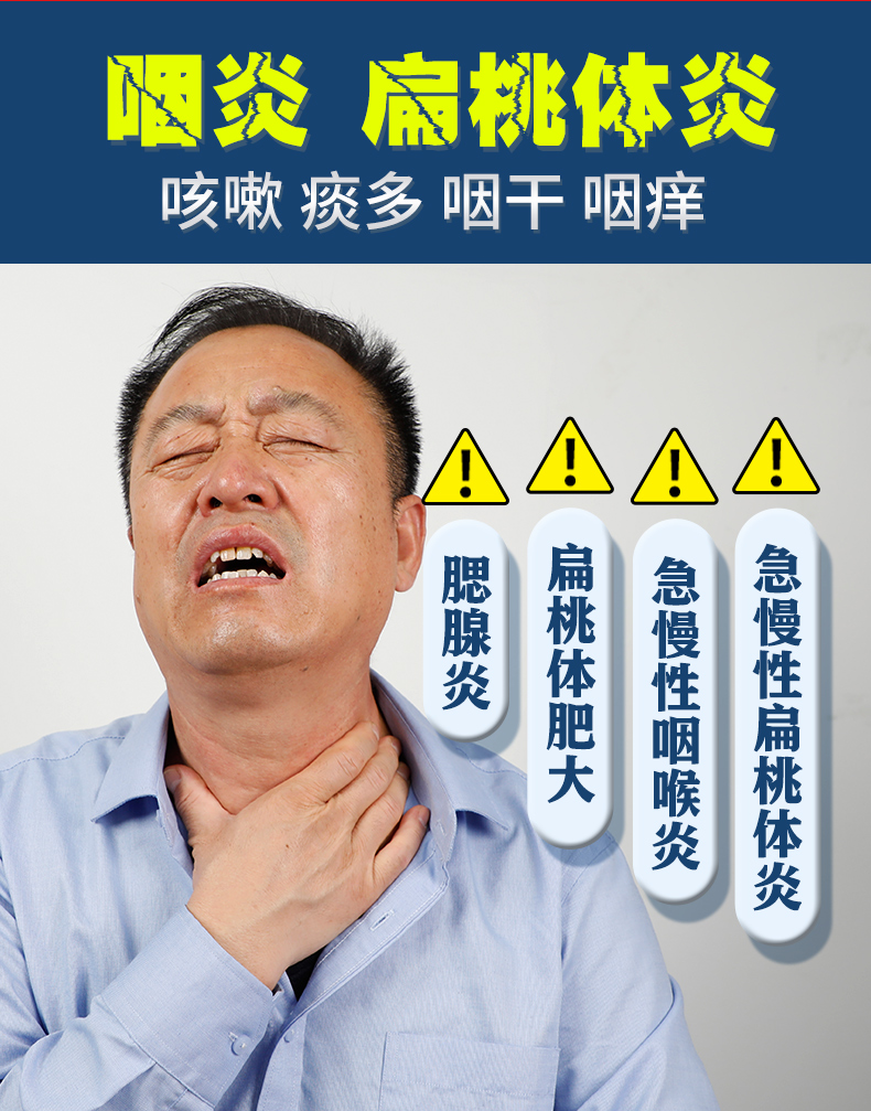 祖医堂咽扁清穴位磁疗贴咽部扁桃体发炎红痒肿痛发炎专用李时珍公司