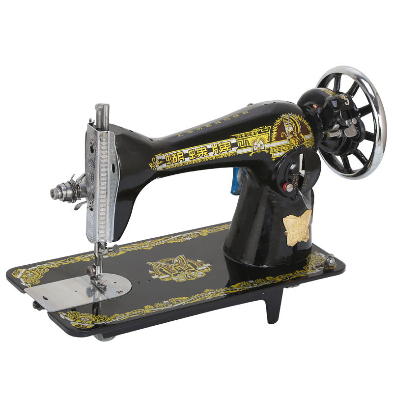 【】蝴蝶飞人蜜蜂牌老式缝纫机家用脚踩缝衣机上海衣车电动手动裁缝机