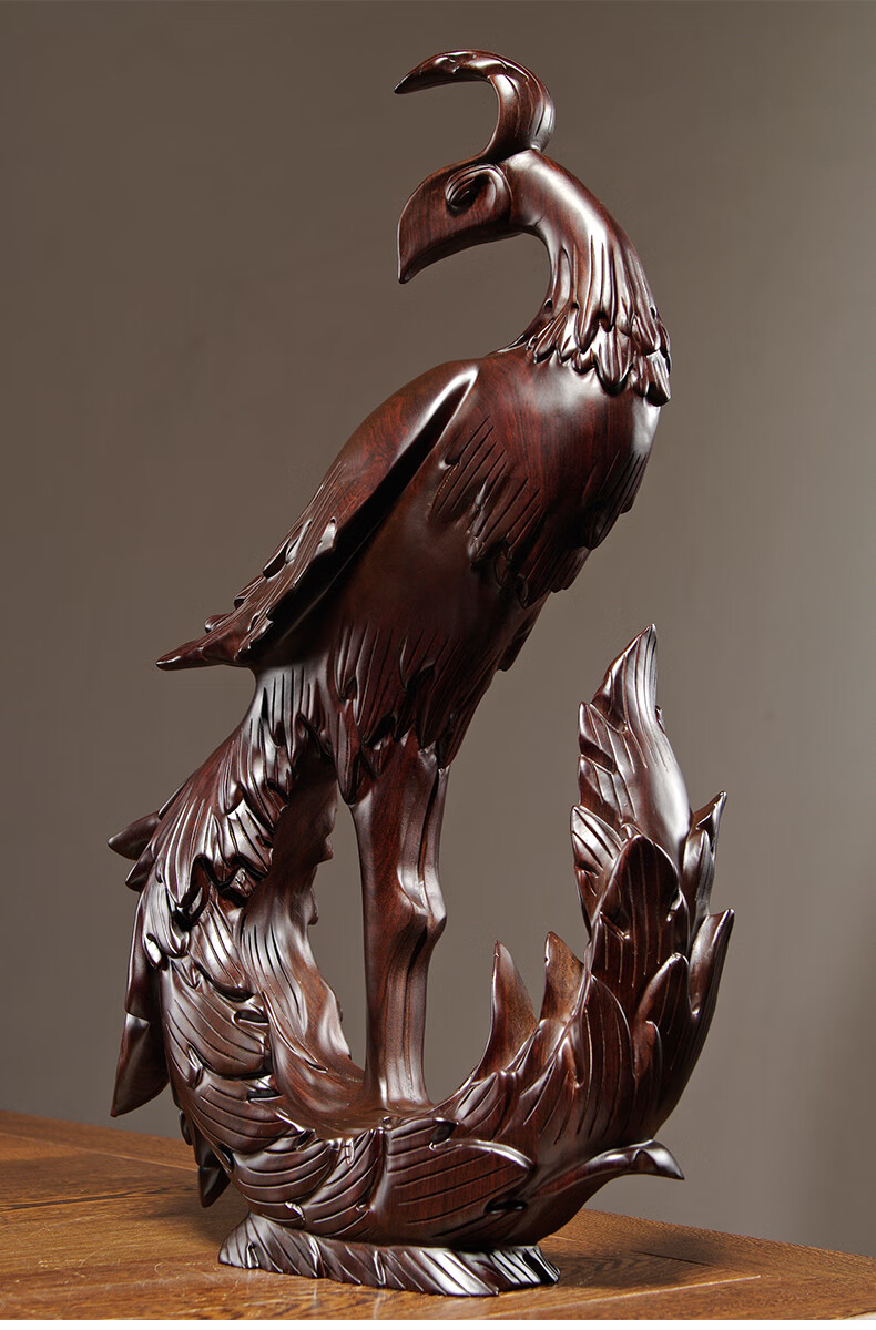 仙莱阁雕凤凰摆件实木质吉祥家居摆设装饰红木工艺品新婚新居送礼花梨