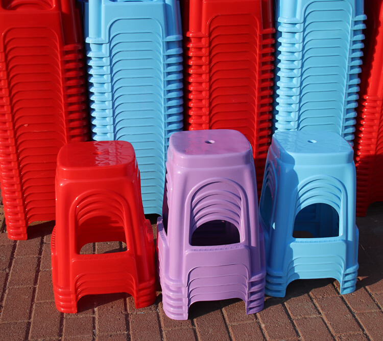 通用塑料凳子餐凳家用加厚塑料椅简约客厅熟胶高脚红色高凳板凳同款