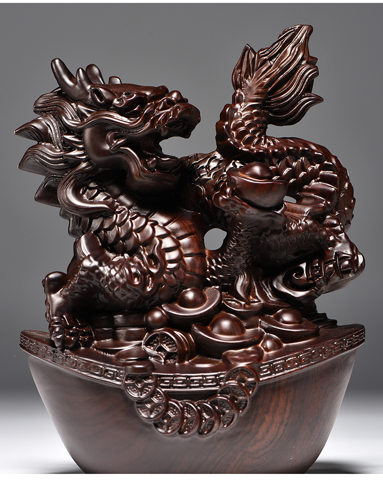 太吉良木 黑檀木十二生肖摆件一套 实木雕刻木制家居客厅装饰风水办公