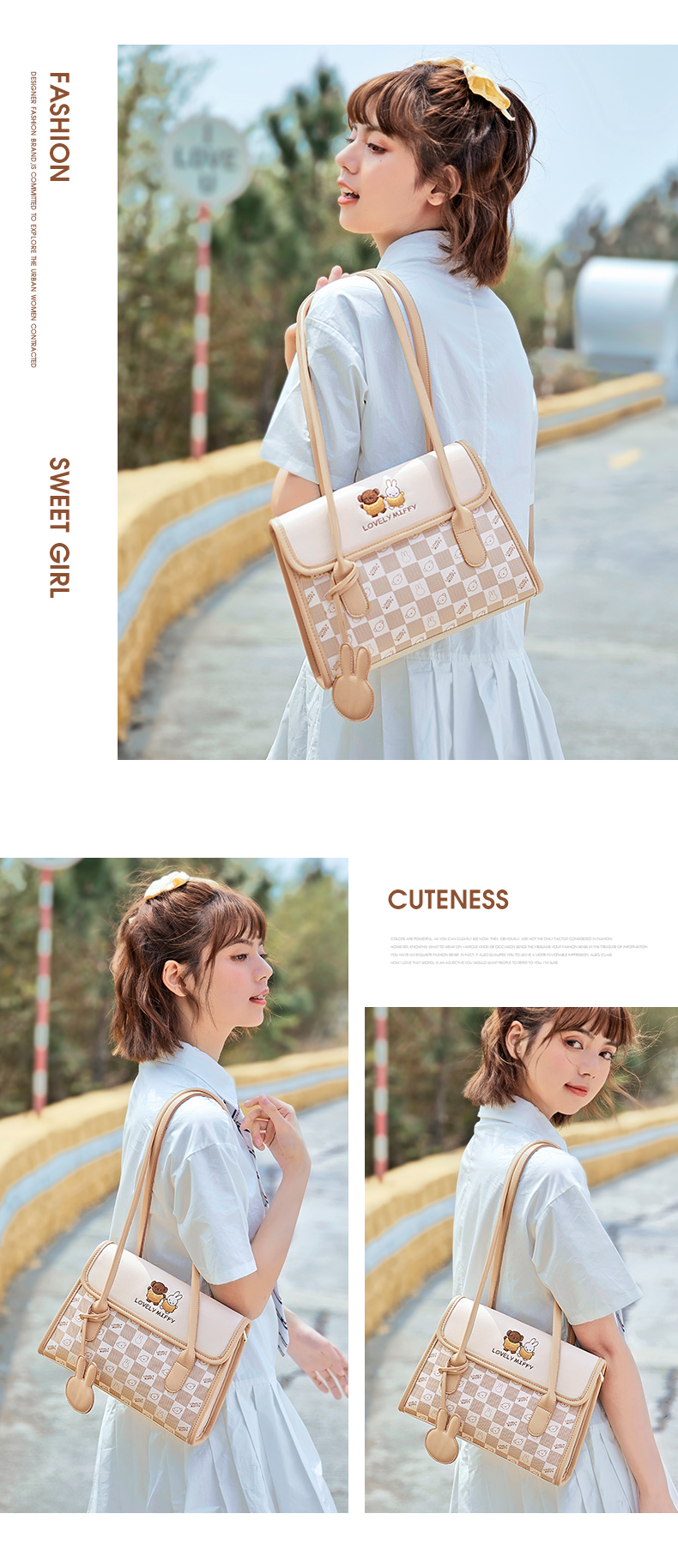 米菲miffylovely包包女2021休闲购物袋米兔挂饰女托特包流行腋下包